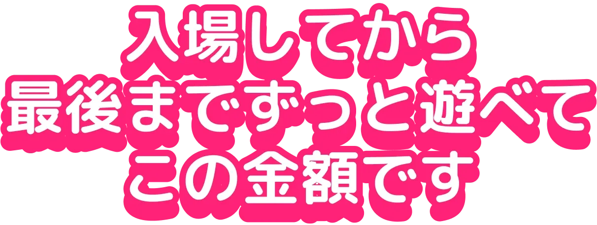入場してから最後までずっと遊べてこの金額です